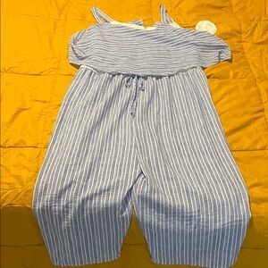 NAIF Blue and White Striped Jumpsuit